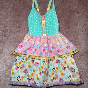 Matilda Jane Colorful Polka Dot, Floral, and Panda Dress in Size Girl’s 10